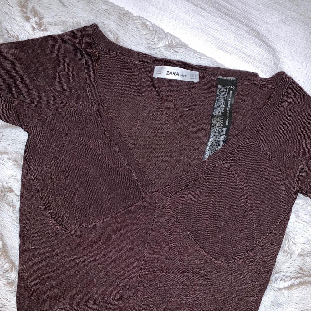 Zara chocolate brown crop top- size small